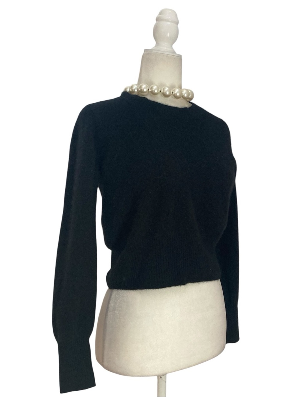 J. Crew Cropped Fit Cashmere Sweater Black Minimalist Luxe Pullover - Picture 4 of 9